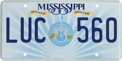 MS license plate LUC560