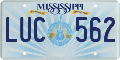 MS license plate LUC562