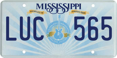 MS license plate LUC565