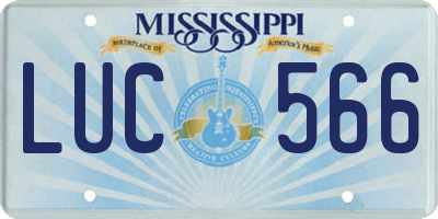 MS license plate LUC566