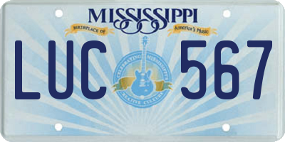 MS license plate LUC567