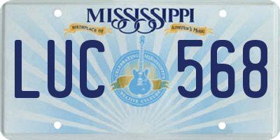 MS license plate LUC568
