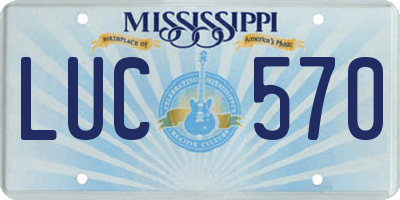 MS license plate LUC570