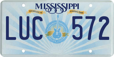 MS license plate LUC572