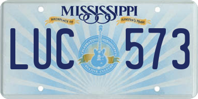 MS license plate LUC573