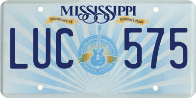 MS license plate LUC575