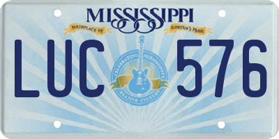 MS license plate LUC576
