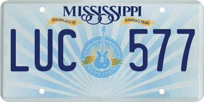 MS license plate LUC577