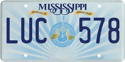 MS license plate LUC578