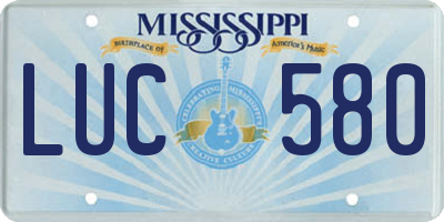 MS license plate LUC580