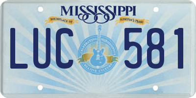 MS license plate LUC581