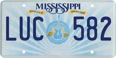 MS license plate LUC582