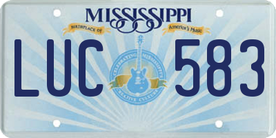 MS license plate LUC583