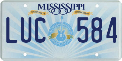 MS license plate LUC584