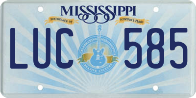 MS license plate LUC585