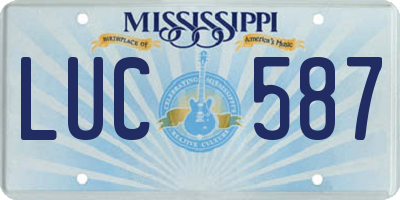 MS license plate LUC587