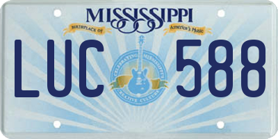 MS license plate LUC588
