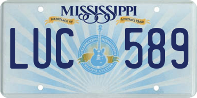 MS license plate LUC589