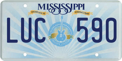 MS license plate LUC590