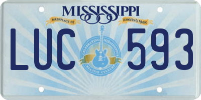MS license plate LUC593
