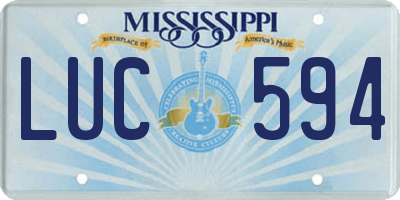 MS license plate LUC594