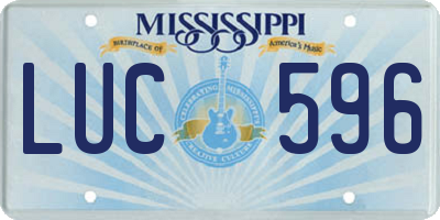 MS license plate LUC596