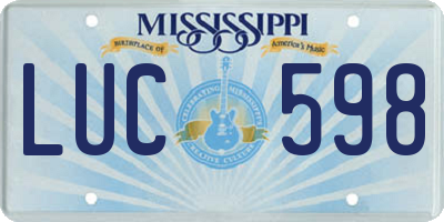 MS license plate LUC598