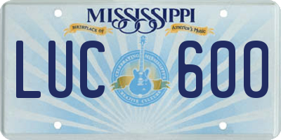 MS license plate LUC600