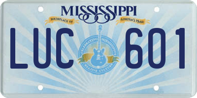 MS license plate LUC601