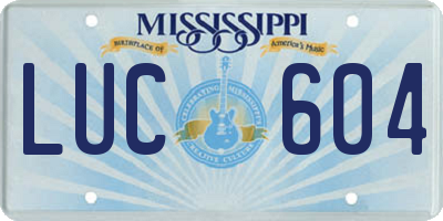 MS license plate LUC604