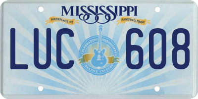 MS license plate LUC608