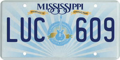 MS license plate LUC609