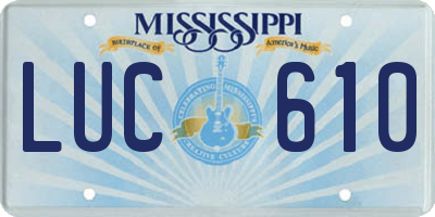 MS license plate LUC610