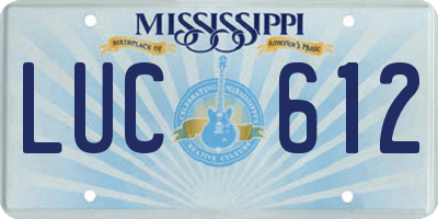 MS license plate LUC612