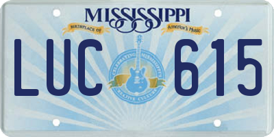 MS license plate LUC615