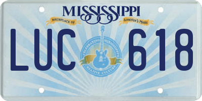 MS license plate LUC618