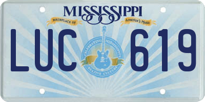 MS license plate LUC619