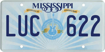 MS license plate LUC622