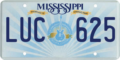 MS license plate LUC625