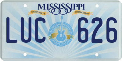 MS license plate LUC626