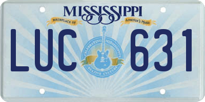 MS license plate LUC631