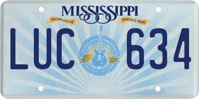 MS license plate LUC634
