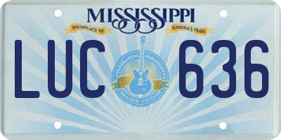 MS license plate LUC636