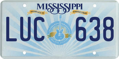 MS license plate LUC638
