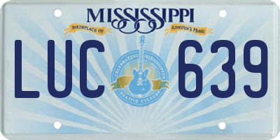 MS license plate LUC639