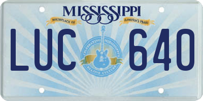 MS license plate LUC640