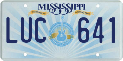 MS license plate LUC641
