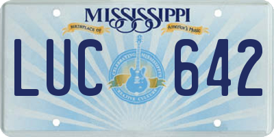 MS license plate LUC642
