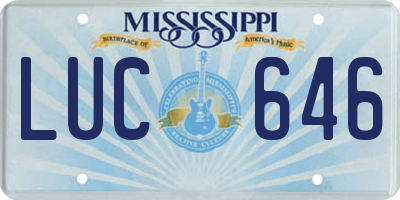 MS license plate LUC646