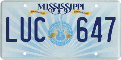 MS license plate LUC647